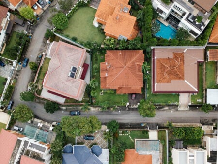 Aerial view of neighborhood